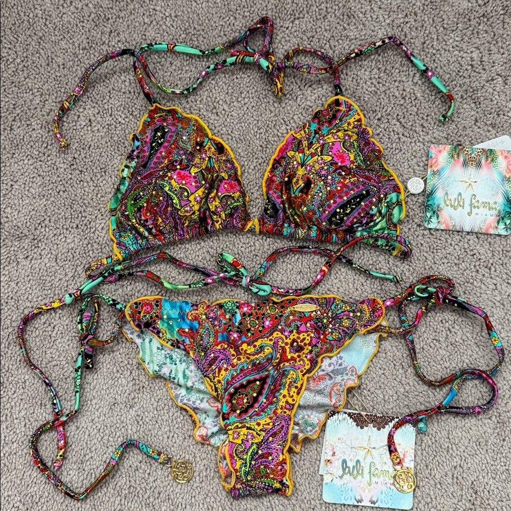 Luli Fama Tornasol Crystallized Triangle Top And Brazilian Bottom Size S/XS
